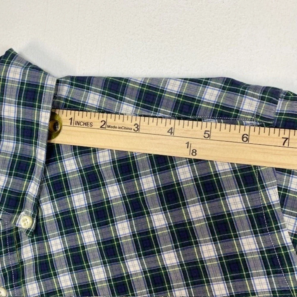 Ralph Lauren Mens Classic Fit Plaid Button Down Shirt Navy Blue Green Large L - Picture 7 of 10